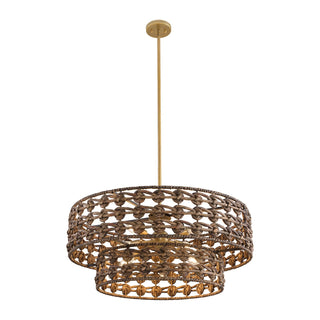 Silencio Seven Light Pendant in Riviera Brass