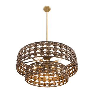 Silencio Seven Light Pendant in Riviera Brass