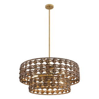 Silencio Seven Light Pendant in Riviera Brass