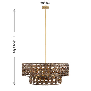 Silencio Seven Light Pendant in Riviera Brass