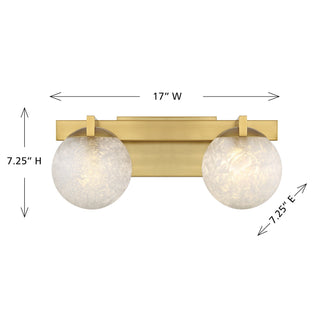 Darien Two Light Bathroom Vanity in Warm Brass