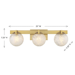 Darien Three Light Bathroom Vanity in Warm Brass