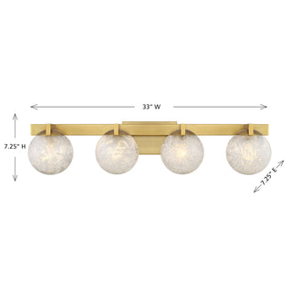 Darien Four Light Bathroom Vanity in Warm Brass