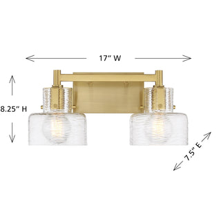 Dover Two Light Bathroom Vanity in Warm Brass