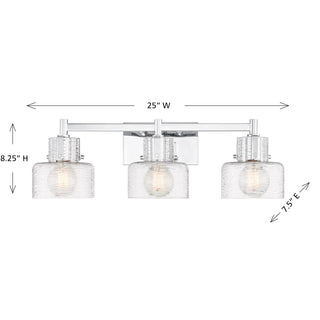 Dover Three Light Bathroom Vanity in Chrome