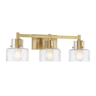 Dover Three Light Bathroom Vanity in Warm Brass