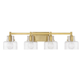 Dover Four Light Bathroom Vanity in Warm Brass