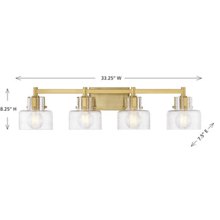 Dover Four Light Bathroom Vanity in Warm Brass