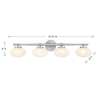 Barrow Four Light Bathroom Vanity in Satin Nickel