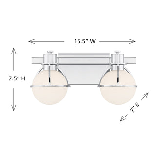 Pierce Two Light Bathroom Vanity in Chrome