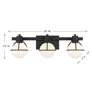 Pierce Three Light Bathroom Vanity in Matte Black