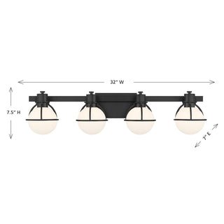 Pierce Four Light Bathroom Vanity in Matte Black