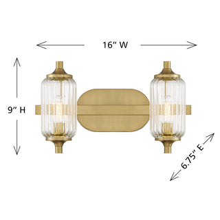 Holton Two Light Bathroom Vanity in Warm Brass
