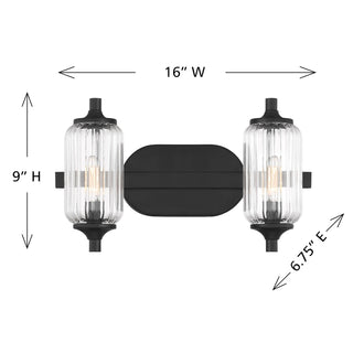 Holton Two Light Bathroom Vanity in Matte Black