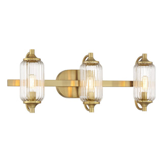 Holton Three Light Bathroom Vanity in Warm Brass