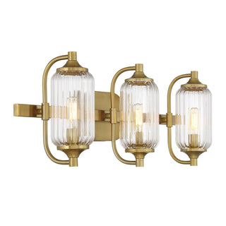 Holton Three Light Bathroom Vanity in Warm Brass