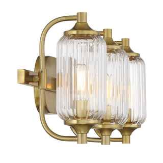 Holton Three Light Bathroom Vanity in Warm Brass