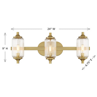 Holton Three Light Bathroom Vanity in Warm Brass