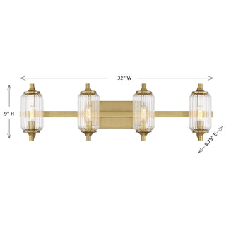 Holton Four Light Bathroom Vanity in Warm Brass