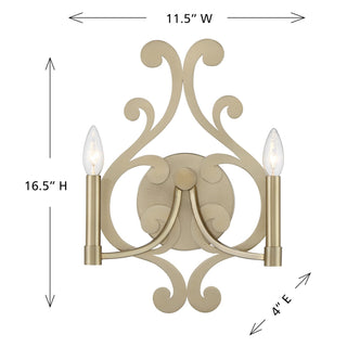 Lombard Two Light Wall Sconce in Noble Brass