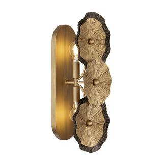 Lincoln Two Light Wall Sconce in Distressed Gold and Bronze
