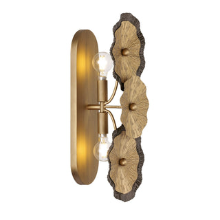 Lincoln Two Light Wall Sconce in Distressed Gold and Bronze
