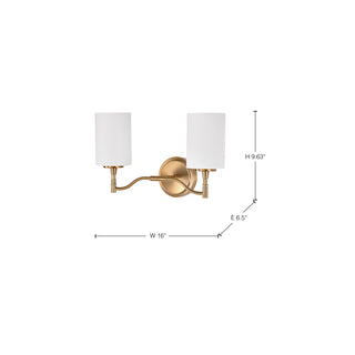 Liam Two Light Vanity in Burnished Brass