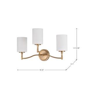 Liam Three Light Vanity in Burnished Brass