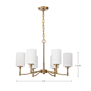 Liam Six Light Chandelier in Burnished Brass