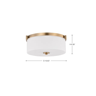 Liam Three Light Flush Mount in Burnished Brass