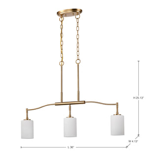 Liam Three Light Pendant in Burnished Brass
