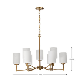 Liam Nine Light Chandelier in Burnished Brass