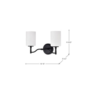 Liam Two Light Vanity in Matte Black