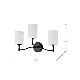 Liam Three Light Vanity in Matte Black