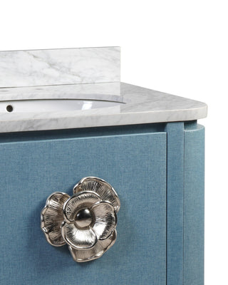 Briallen 36" Vanity with Oval Undermount Sink in Laquered Blue Linen/Natural/White/Polished Nickel