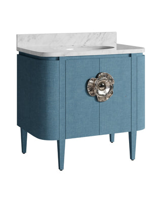 Briallen 36" Vanity with Oval Undermount Sink in Laquered Blue Linen/Natural/White/Polished Nickel