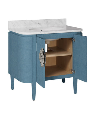 Briallen 36" Vanity with Oval Undermount Sink in Laquered Blue Linen/Natural/White/Polished Nickel