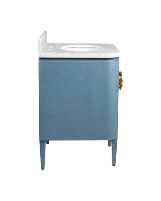 Briallen 36" Vanity with Oval Undermount Sink in Laquered Blue Linen/Natural/White/Polished Nickel