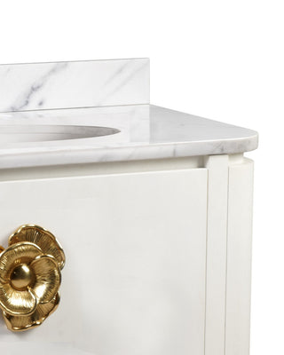 Briallen 36" Vanity with Oval Undermount Sink in Cerused White/Natural/White/Polished Brass