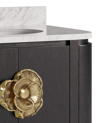 Briallen 36" Vanity with Oval Undermount Sink in Caviar Black/Natural/White/Light Antique Brass