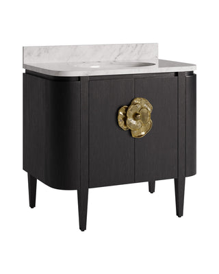 Briallen 36" Vanity with Oval Undermount Sink in Caviar Black/Natural/White/Light Antique Brass