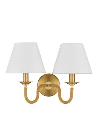 Adala Two Light Wall Sconce in Natural/Brushed Brass