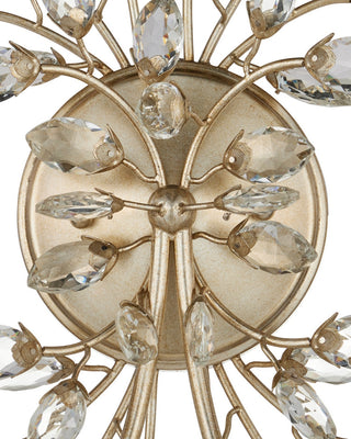 Forget-Me-Not Two Light Wall Sconce in Clear/Silver Leaf