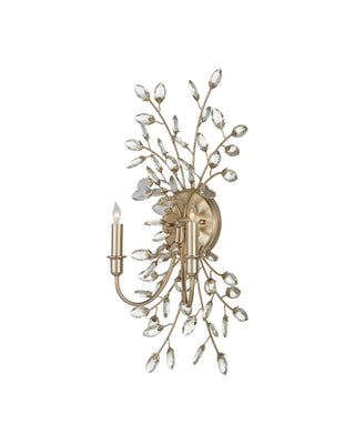 Forget-Me-Not Two Light Wall Sconce in Clear/Silver Leaf
