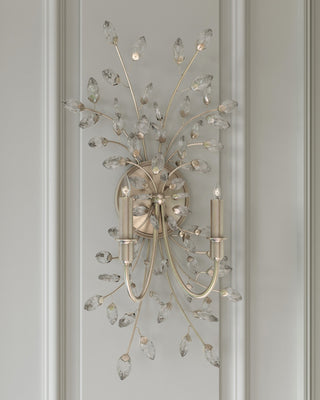 Forget-Me-Not Two Light Wall Sconce in Clear/Silver Leaf