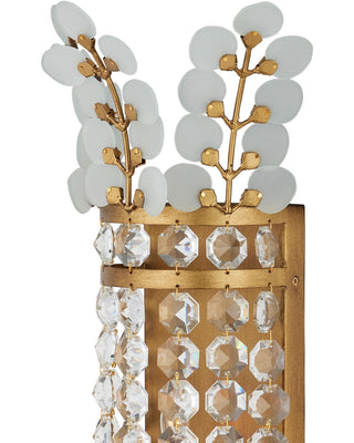Bradshaw Two Light Wall Sconce in Frosted/Clear/Brass