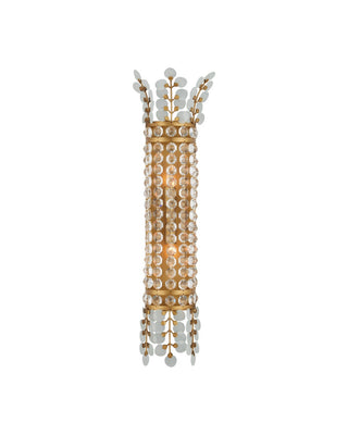 Bradshaw Two Light Wall Sconce in Frosted/Clear/Brass
