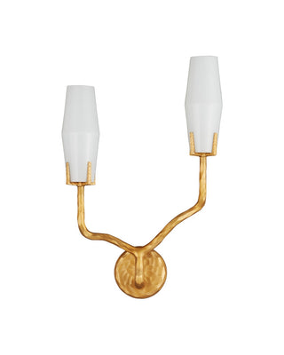 Mathilda Two Light Wall Sconce in White/Matte Gold