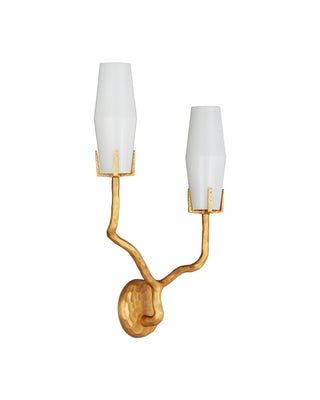 Mathilda Two Light Wall Sconce in White/Matte Gold