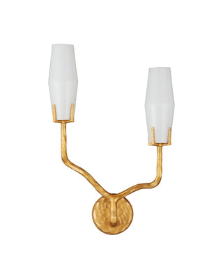 Mathilda Two Light Wall Sconce in White/Matte Gold